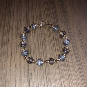 Bead and Wire Blue Bracelet